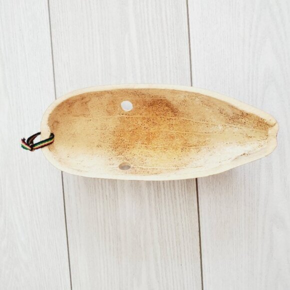 Vintage Handcrafted African Tribal Cat Gourd Mask Wall Decor Handpainted - Picture 3 of 5